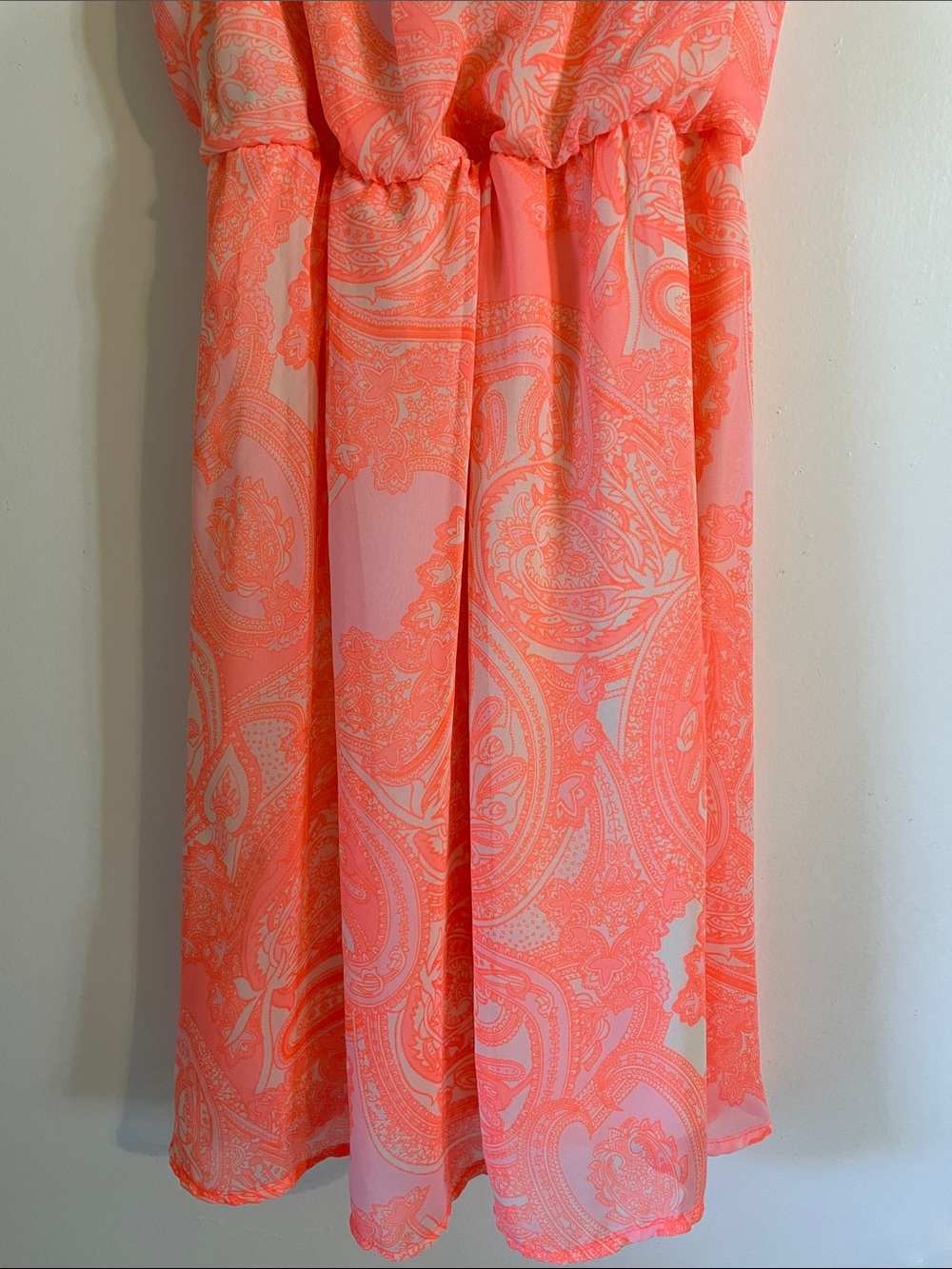 Lush Neon Coral Paisley Dress size XS - Picture 3 of 8
